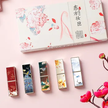 Набор губной помады с резьбой в китайском стиле подарочная коробка увлажняющая помада для макияжа на день Святого Валентина искусственные ресницы