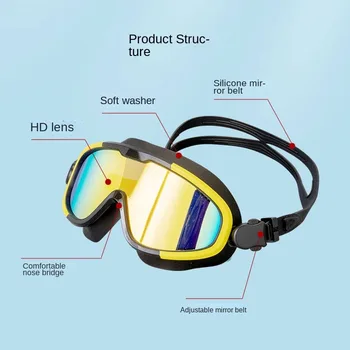 Новые Профессиональные Защитные линзы для взрослых в большой Оправе, Мужские И Женские Плавательные очки, Водонепроницаемые Регулируемые Силиконовые Очки для плавания