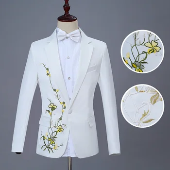 Новый мужской костюм с белой вышивкой 2023 года, костюм для выступления певца на сцене, костюм Mc Studio, двойка