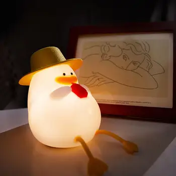 Ночник Силиконовый СВЕТОДИОДНЫЙ Утка Отпуск Праздничный Подарок Креативная Перезаряжаемая Лампа для настольного декора в атмосфере спальни