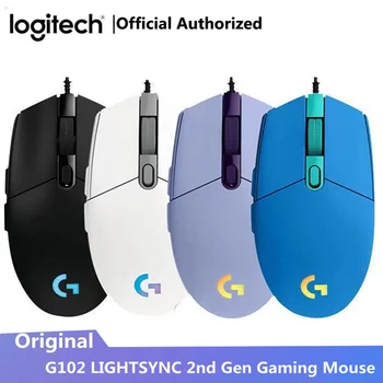 оригинальная проводная игровая мышь Logitech G102 Lightsync Mechanica с подсветкой, боковая кнопка, блики, мышь для макросъемки, USB для ноутбука, домашнего офиса