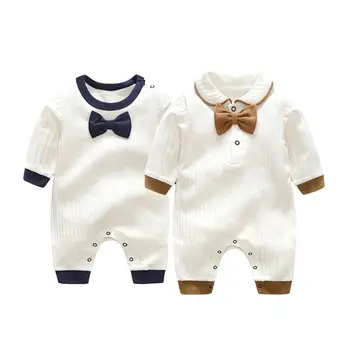 Осенне-зимний комбинезон для малышей хорошего качества, милый галстук-бабочка, одежда для мальчиков 0-18 месяцев, одежда для новорожденных, детский костюм