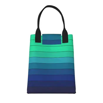 Постепенная смена зеленого на синий Большая Модная сумка для покупок с ручками, Многоразовая Хозяйственная сумка Из прочной Винтажной Хлопчатобумажной ткани