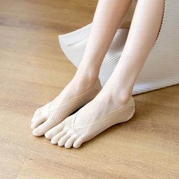 Простота Удобные Сетчатые Дышащие Противоскользящие Силиконовые Носки С Пятью Пальцами Женские Товары Ультратонкие Носки Невидимые Носки