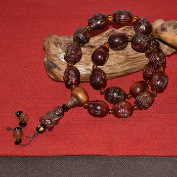 Ручная резьба по бычьему рогу 18 буддийских архатов, держащих в руках ожерелье ручной работы из ранней коллекции Home Crafts