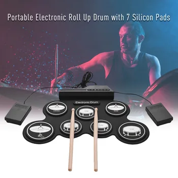 Силиконовый ручной барабан для полки со стереофоническим рисунком, хорошим голосом, ручной барабан USB, электронная барабанная драм-машина