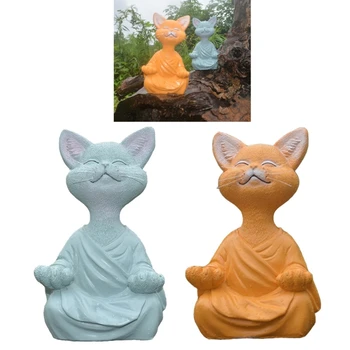 Статуэтка кошки ручной работы, украшения в виде статуэток кошек для медитации, украшения сада