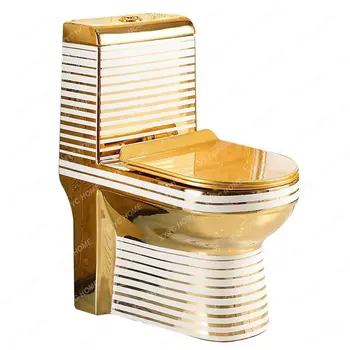 Унитаз с золотым гальваническим покрытием, полосатый Художественный цветной насосный дезодорант, бытовой туалет для ванной комнаты