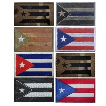 Флаг Пуэрто-Рико Инфракрасные Светоотражающие нашивки, Тактические военные Нейлоновые флаги, наклейки с эмблемой Blue Line, значки с аппликацией, Крючок-Петля