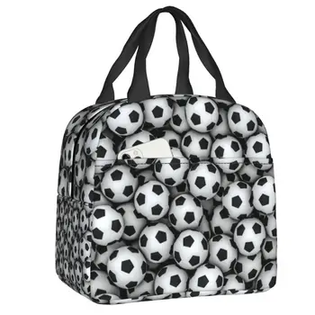 Футбольный мяч, изолированная сумка для ланча для работы с футбольным рисунком, водонепроницаемый термохолодильник, коробка для бенто, женские Детские сумки-тоут для еды