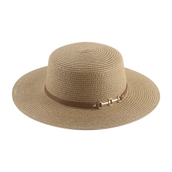 Шляпы Пляжные Шляпы для женщин Соломенная шляпа Летняя с плоским верхом цвета Хаки Бежевые Белые Кепки для мужчин Панама Мужская Шляпа женская шляпа женская летняя