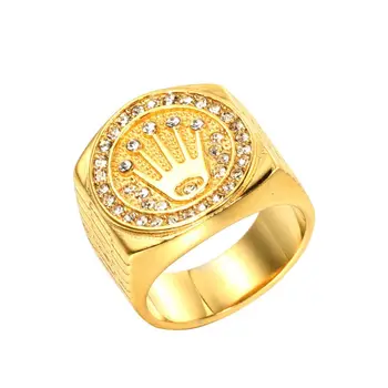 Ювелирный подарок, Корона, Титановая сталь, Стразы, Циркон, кольцо в виде Короны, Мужское Кольцо, кольцо в стиле хип-поп, Аксессуары для одежды