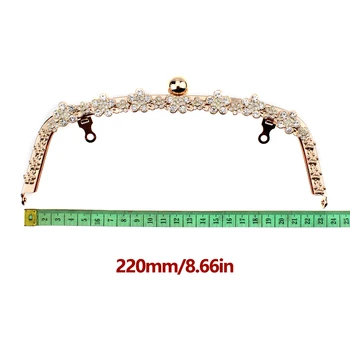 22-сантиметровая модная арка с цветочным бриллиантом, металлическая застежка-поцелуй, рамка для кошелька, роскошный клатч, застежка на аксессуары для сумки