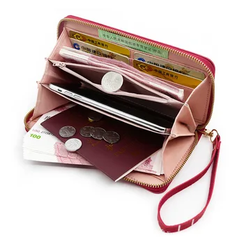 Новые женские длинные кошельки, сумки для телефонов, держатель для карт, женские кошельки, сумочка на молнии, карман для монет, женский кошелек-клатч, зажимы для денег