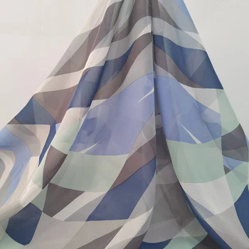 1 метр Х 1,4 метра Геометрическая шелковая ткань Жоржет Материал платья Шелковичный шифон