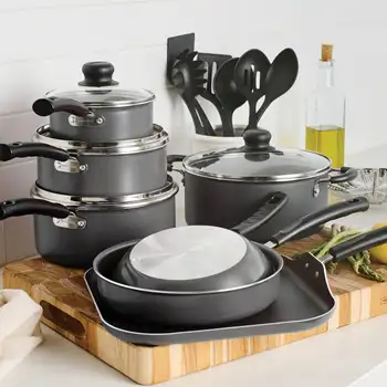 Набор посуды с антипригарным покрытием Tramontina Primaware, 18 предметов, серый цвет стали